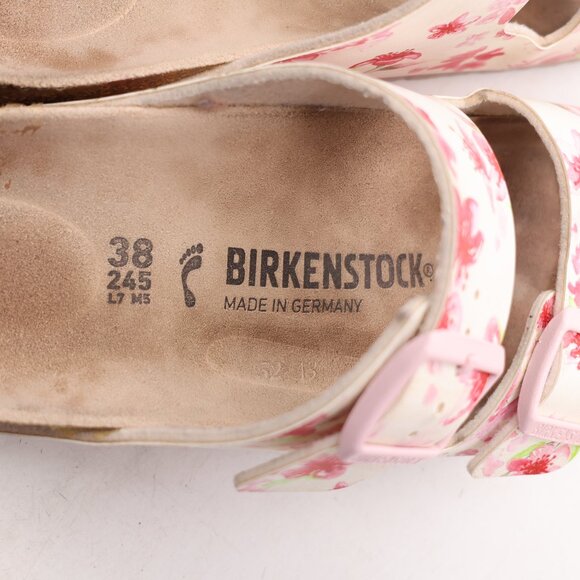 Birkenstock Arizona Women's Size 7 EU 38 Birko Flor White Floral Blossom Slides - Picture 3 of 10